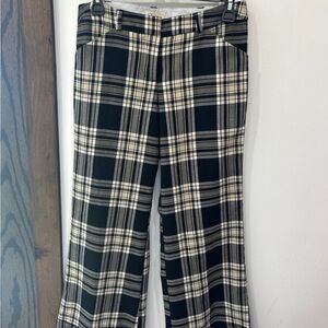 Speechless Plaid Wide Leg Pants - Black and Cream